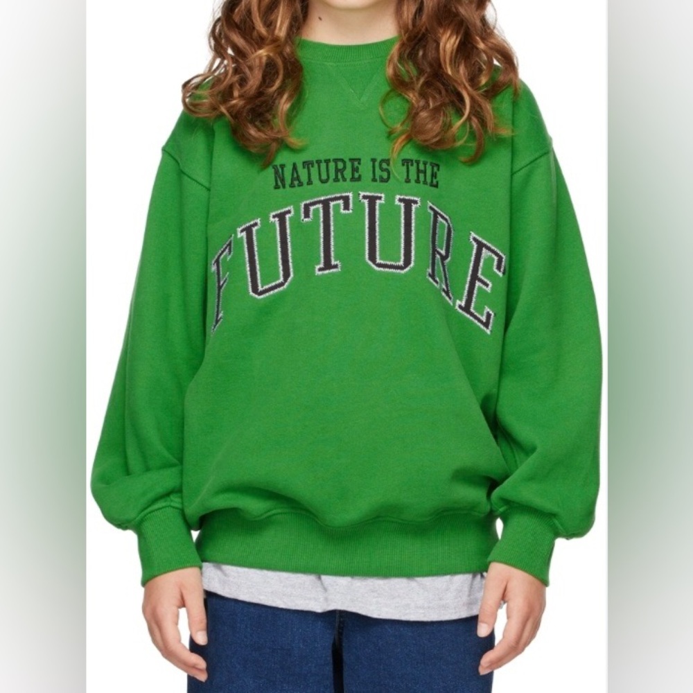 Molo Kids Magni "Nature Is The Future" Organic Cotton Crewneck Sweatshirt